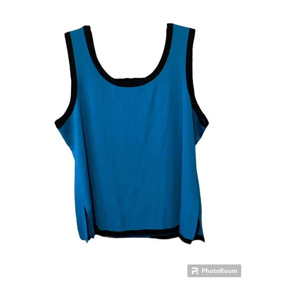Exclusively Misook Sleeveless Top Ribbed Shell 3X Blue with Black Trim - Picture 3 of 3